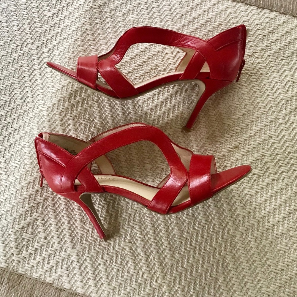 Sexy bright red Nine West high heeled sandal